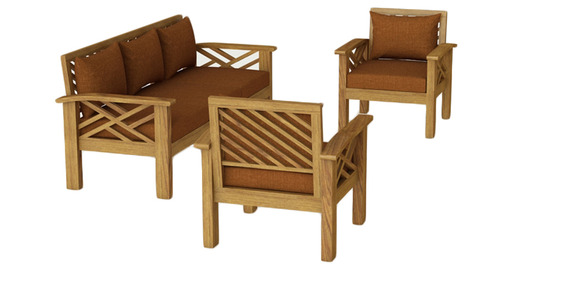 Hamilton Sofa Set in Natural Teak Finish